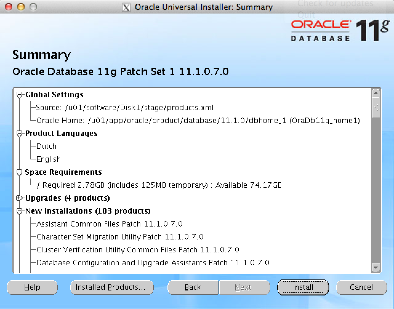 Installation Oracle Database 11.1.0.7
